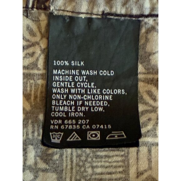 Nautica Mens Vintage Gray Short-Sleeve Button-Up Shirt 100% Easy Care Silk Hawai - Picture 7 of 9